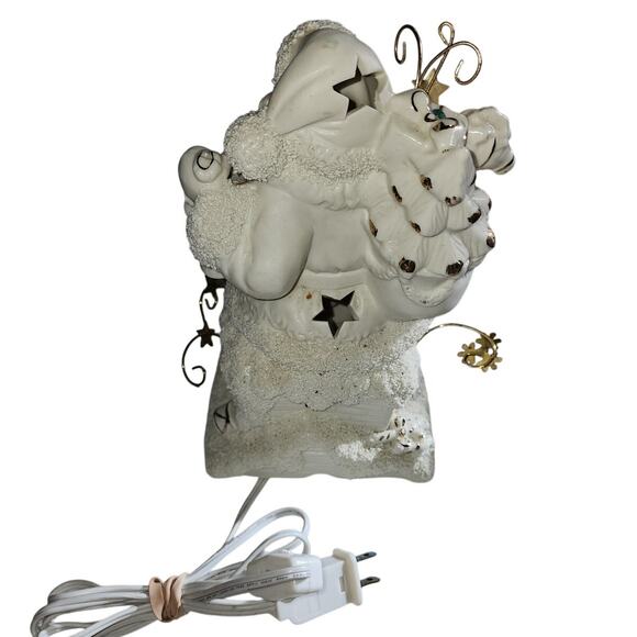 International Bazaar Santa Claus Night Light Christmas Porcelain Gold Accents - Picture 5 of 8